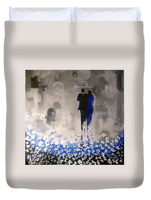 Art Duvet Cover featuring the painting Forever Love by Raymond Doward