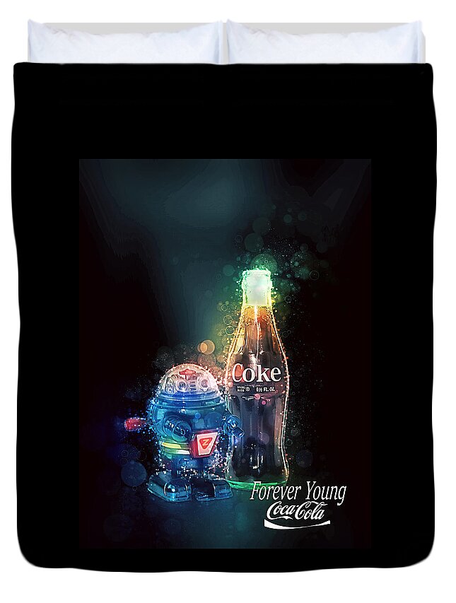 Coke Duvet Cover featuring the photograph Forever Young Coca-Cola by James Sage