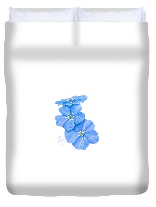 Flowers Duvet Cover featuring the painting Forget Me Nots by Monica Burnette