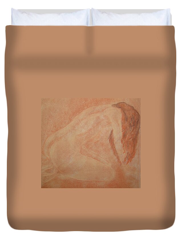 Impressionism Duvet Cover featuring the drawing Forgive Me by Lisa Lambert-Shank