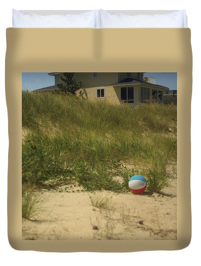 Beach Ball Duvet Cover featuring the photograph Forgotten Beach Ball by Suzanne Powers