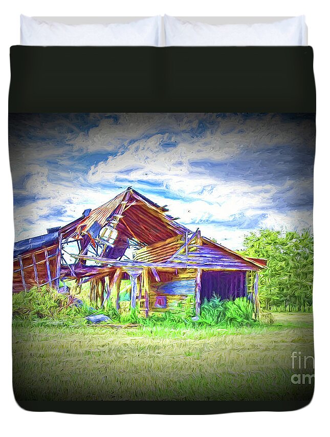 Landscapes Duvet Cover featuring the mixed media Forgotten by DB Hayes