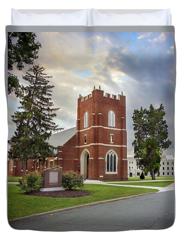 Wicker Chapel Fork Union Military Academy Duvet Cover featuring the photograph Fork Union Military Academy Wicker Chapel sized for blanket by Karen Jorstad
