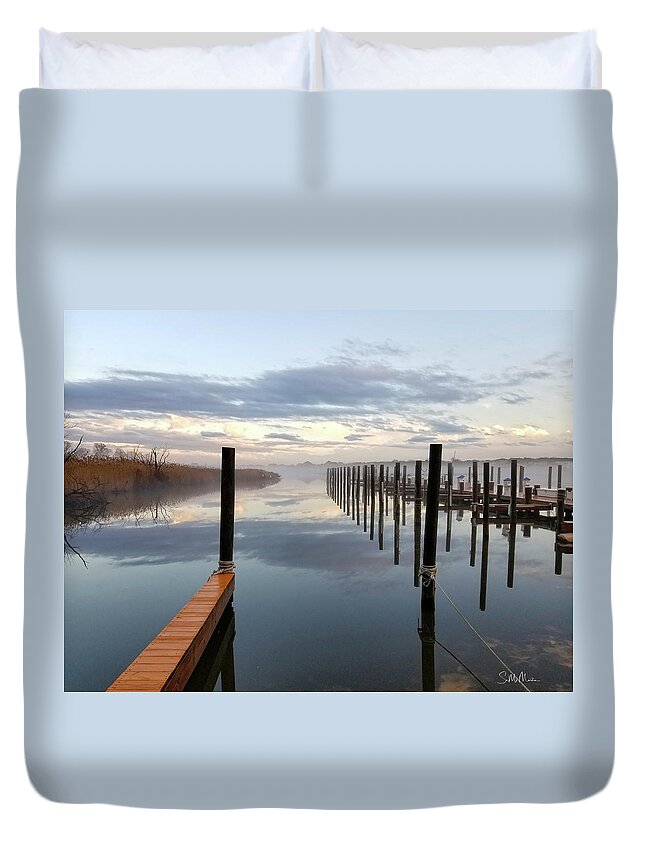 Water Duvet Cover featuring the photograph Forked River four by Sami Martin