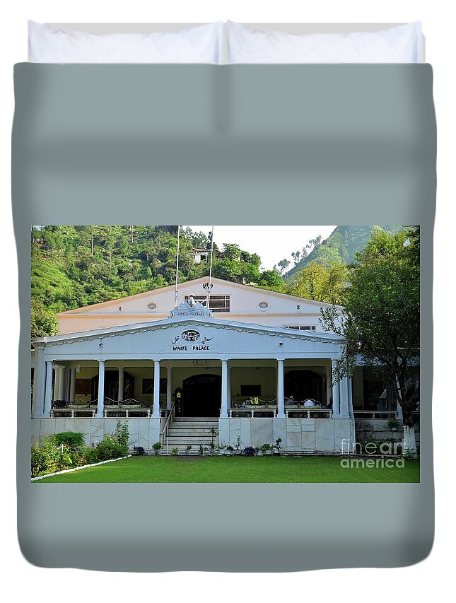 Swat Valley Duvet Cover featuring the photograph Former Swat King White Palace hotel Marghazar Swat Valley Pakistan by Imran Ahmed