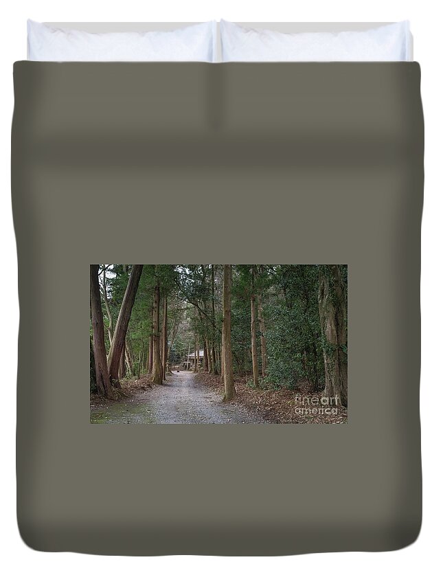 Shrine Duvet Cover featuring the photograph Forrest Shrine, Japan by Perry Rodriguez