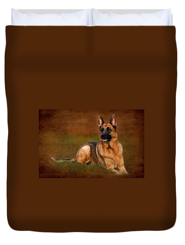 German Shepherd Dogs Duvet Cover featuring the photograph Forrest The German Shepherd by Angie Tirado