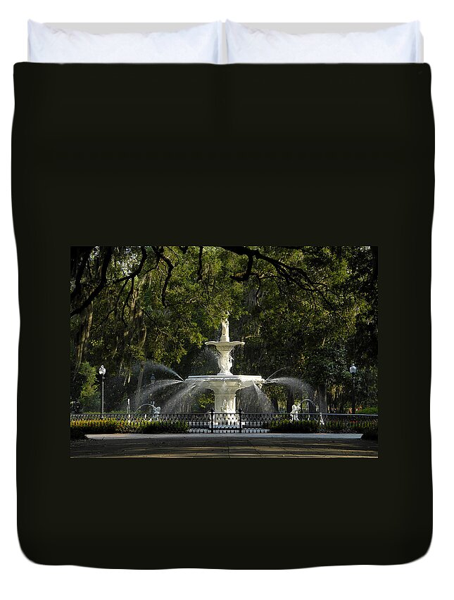 Fine Art Photography Duvet Cover featuring the photograph Forsyth Fountain 1858 by David Lee Thompson