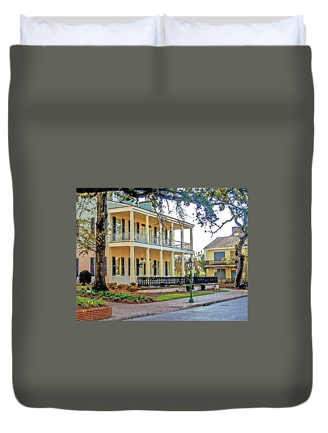 Mobile Duvet Cover featuring the digital art Fort Conde Inn in Mobile Alabama by Michael Thomas