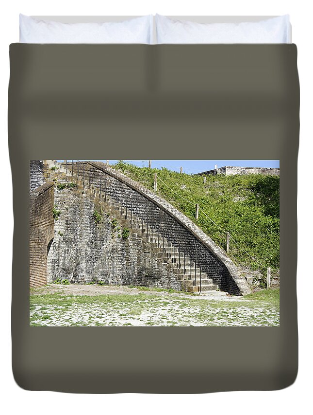 Fort Duvet Cover featuring the photograph Fort Pickens Stairs by Laurie Perry