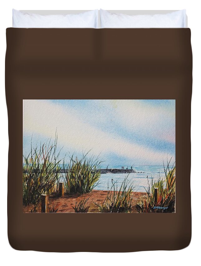 Jetty Duvet Cover featuring the painting Fort Pierce Breakwater by Joseph Burger