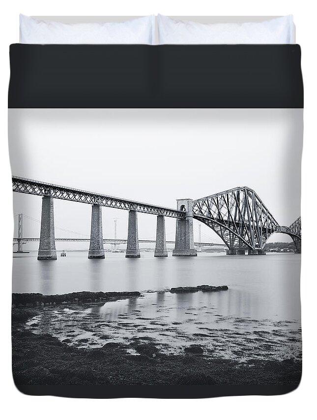 Forth Duvet Cover featuring the photograph Forth Bridge Landscape by Ray Devlin