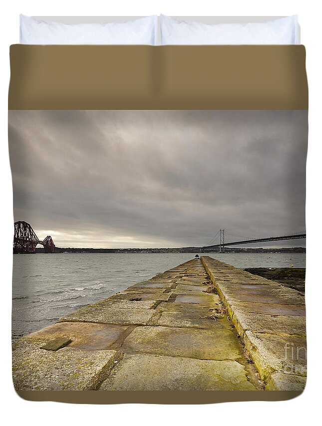 Forth Bridges Duvet Cover featuring the photograph Forth Bridges by Smart Aviation