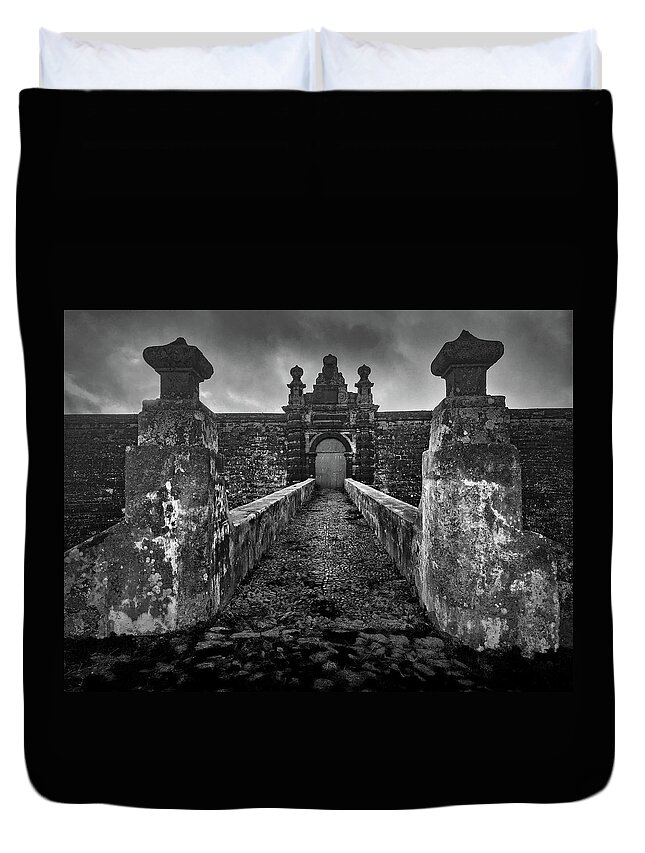 Kelly Hazel Duvet Cover featuring the photograph Fortress of Sao Joao Baptista, Monte Brasil, Terceira by Kelly Hazel