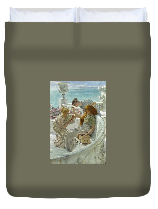 Lawrence Alma-tadema Duvet Cover featuring the painting Fortune's Favourite by Lawrence Alma-Tadema