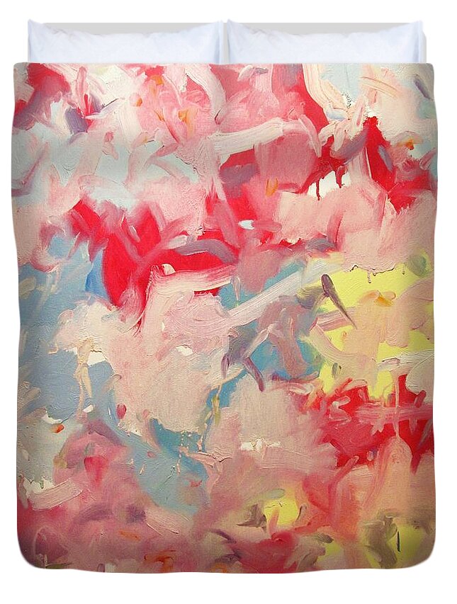 Abstract Duvet Cover featuring the painting Forward by Steven Miller