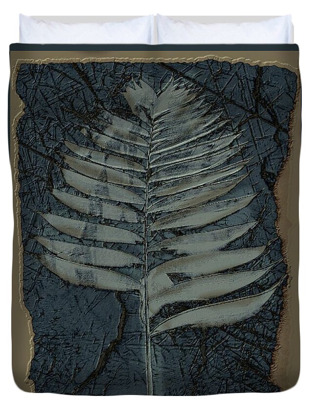 Digital Art Duvet Cover featuring the digital art Fossil Palm by Delynn Addams