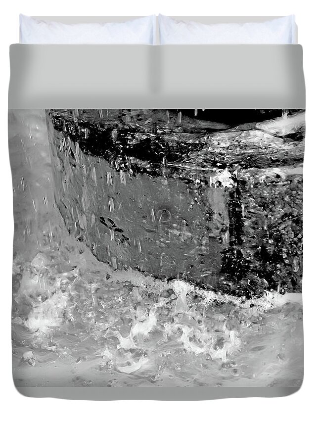 Water Drops Duvet Cover featuring the photograph Fountain Water Drops by Gina O'Brien