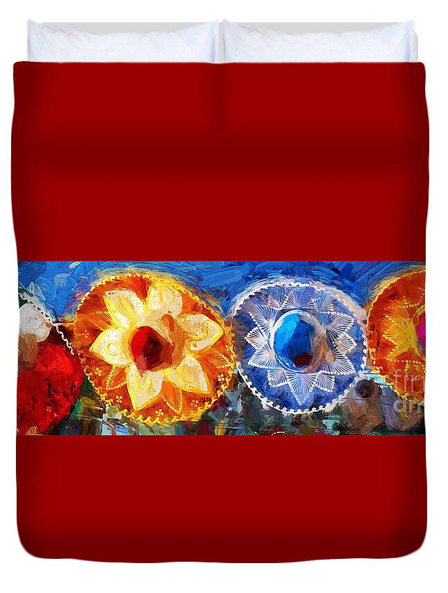 Caribbean Duvet Cover featuring the photograph Four Amigos in Cozumel by Sue Melvin