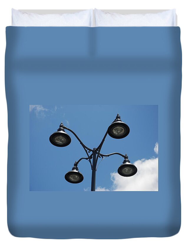 Lamps Duvet Cover featuring the photograph Four Lamps by Rob Hans