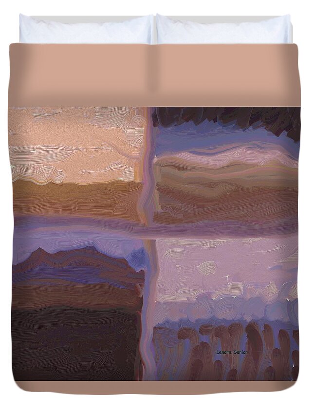 Abstract Duvet Cover featuring the mixed media Four Landscapes 2 by Lenore Senior