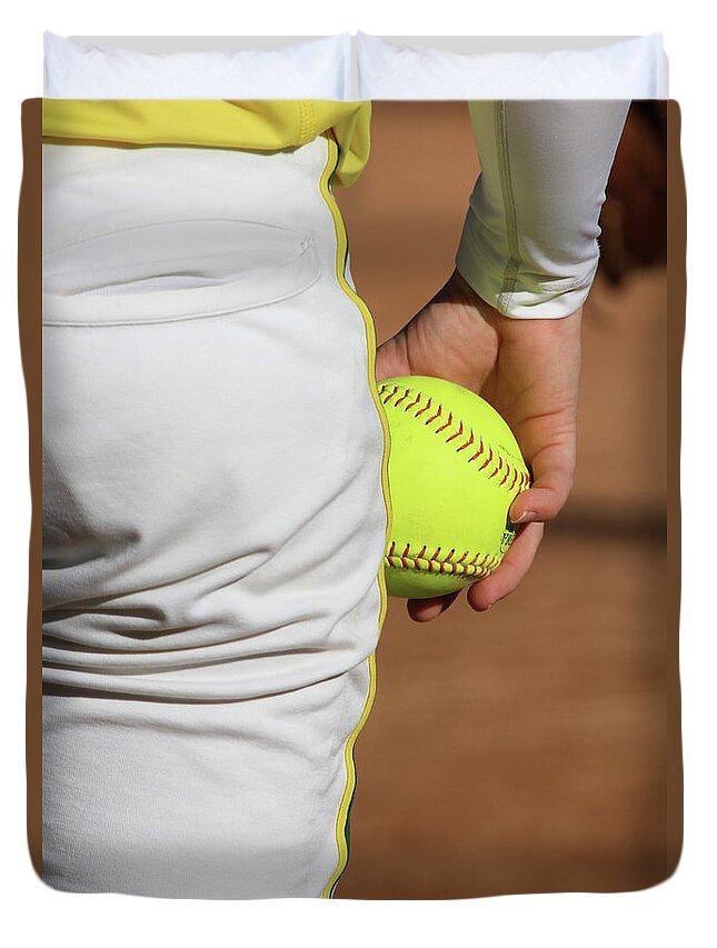 Softball Duvet Cover featuring the photograph Four Seam by Laddie Halupa