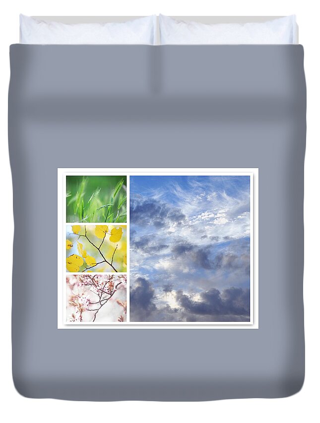 Jenny Rainbow Fine Art Photography Duvet Cover featuring the photograph Four Seasons Collage. Winter Sky by Jenny Rainbow