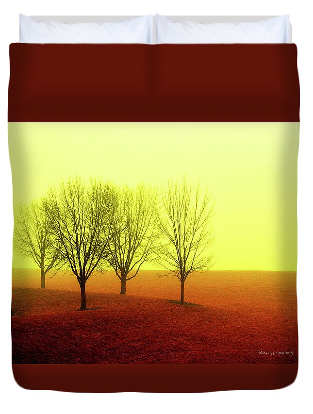 Scenic Duvet Cover featuring the photograph Four Trees by Coke Mattingly