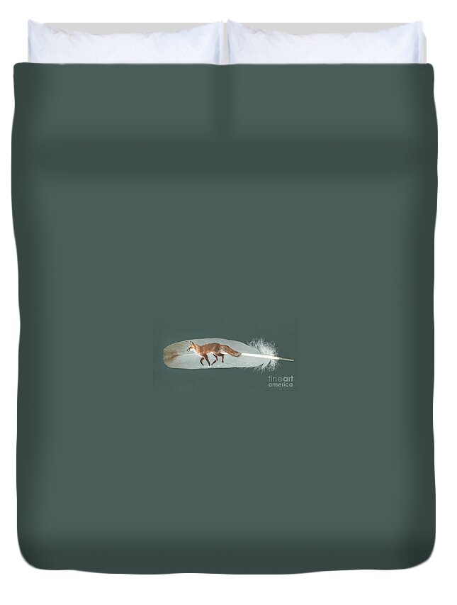 Fox Duvet Cover featuring the painting Fox Feather by Brandy Woods