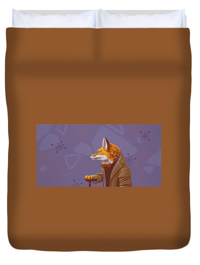 Fox Duvet Cover featuring the painting Fox by Jasper Oostland