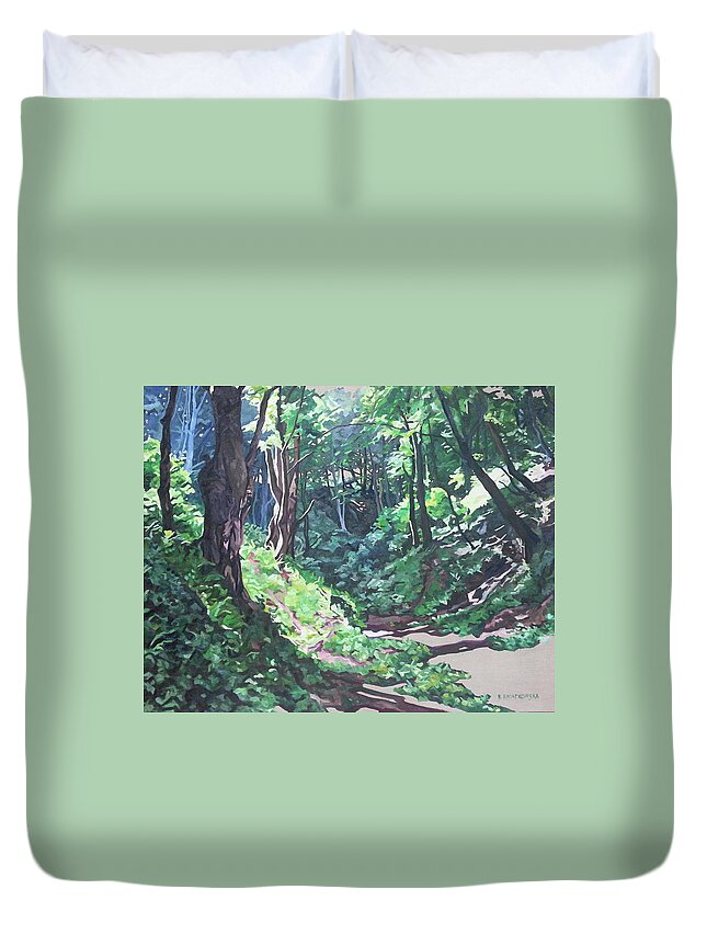 Landscape Duvet Cover featuring the painting Foxy Canyon Summer by Nel Kwiatkowska