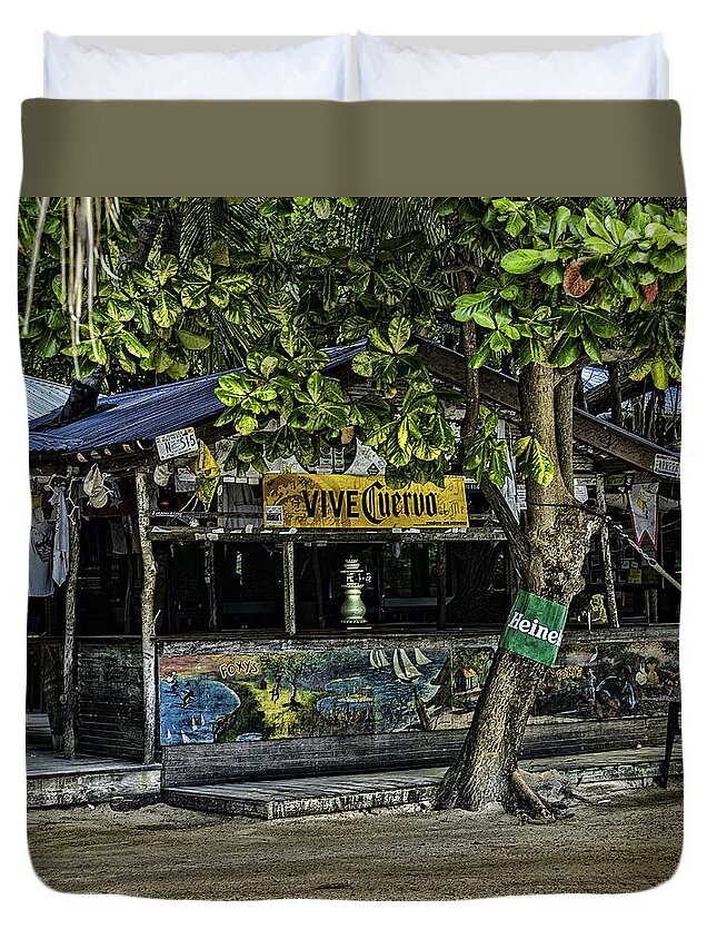Caribbean Duvet Cover featuring the photograph Foxy's on Jost Van Dyke by Gordon Engebretson