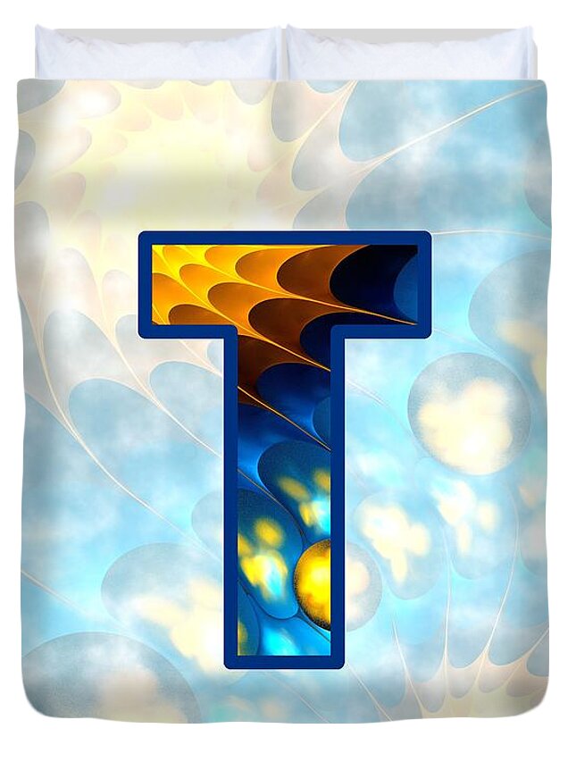 T Duvet Cover featuring the digital art Fractal - Alphabet - T is for Thoughts by Anastasiya Malakhova