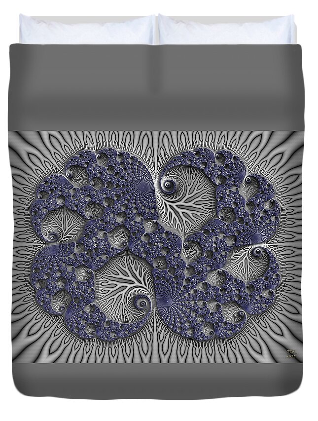 Abstract Duvet Cover featuring the digital art Fractal Biome by Manny Lorenzo
