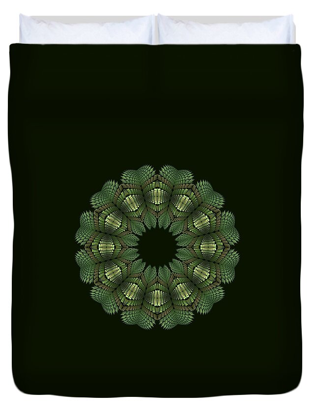 T-shirt Design Duvet Cover featuring the digital art Fractal Wreath-32 Spring Green T-Shirt by Doug Morgan