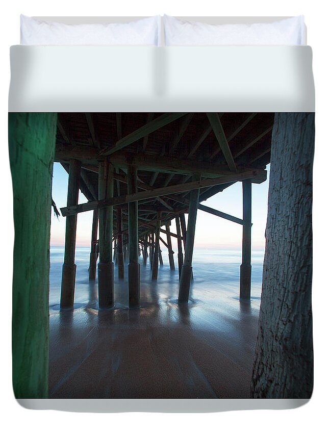 Pier Duvet Cover featuring the photograph Framed in the Shadows by Robert Och