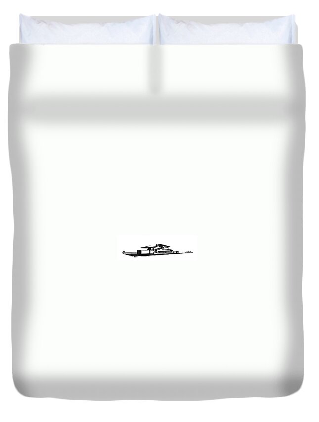Frank Duvet Cover featuring the drawing Frank Lloyd Wright's Robie House by Frank SantAgata