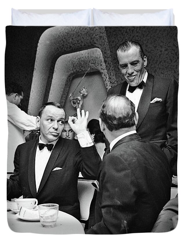 Sinatra Duvet Cover featuring the photograph Frank Sinatra and Buddy Ed Sullivan by Doc Braham