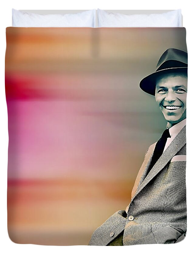 Frank Sinatra Art Duvet Cover featuring the digital art Frank Sinatra by Marvin Blaine