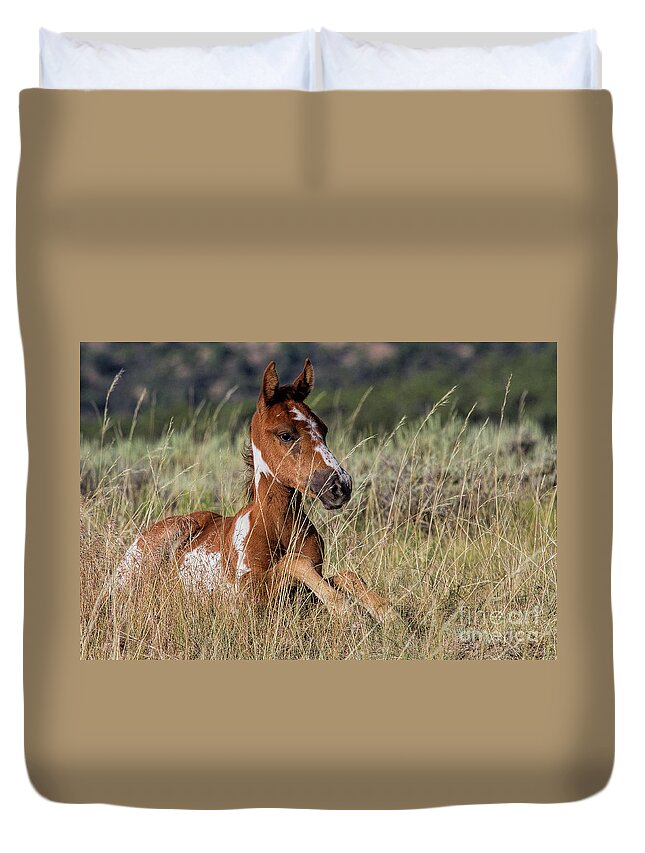 Foal Duvet Cover featuring the photograph Freckle Face Filly by Jim Garrison