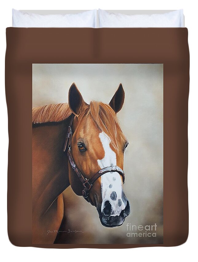 Equine Portraits Duvet Cover featuring the pastel Freckles by Joni Beinborn