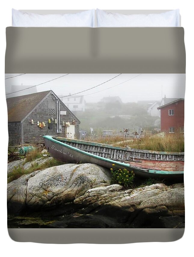 Peggy's Cove Duvet Cover featuring the photograph Freedom 55 by Jennifer Wheatley Wolf