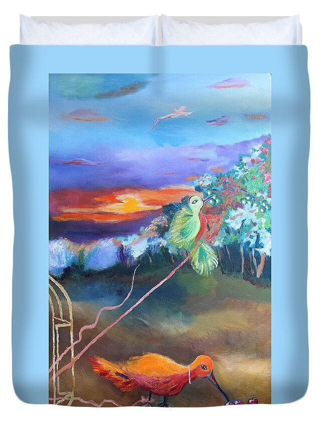 Freedom Duvet Cover featuring the painting Freedom is Subjective by Geeta Yerra
