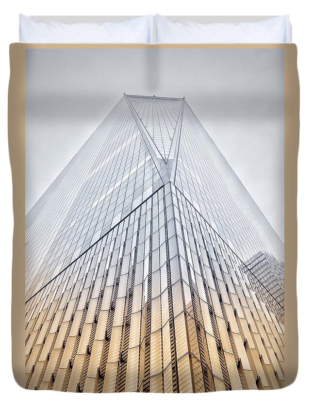 One World Trade Center Duvet Cover featuring the photograph Freedom Tower by HELGE Art Gallery