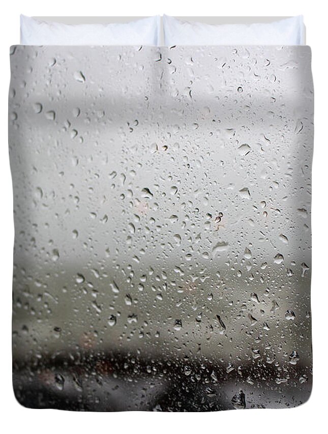 Freezing Duvet Cover featuring the photograph Freezing Rain by Laura Kinker
