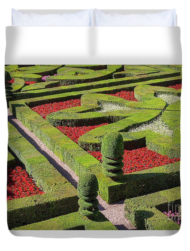 Garden Duvet Cover featuring the photograph French Garden in Formal Patterns by Heiko Koehrer-Wagner