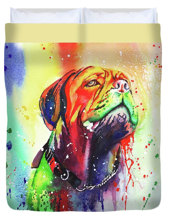 Dog Duvet Cover featuring the painting French Mastiff by Peter Williams