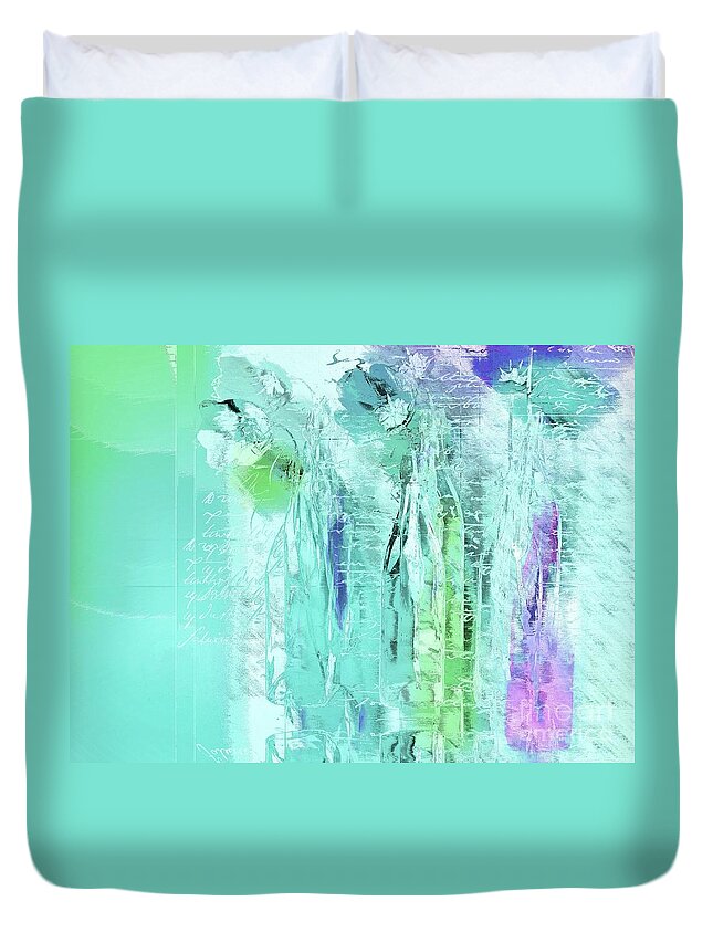 Blue Duvet Cover featuring the digital art French Still Life - 14b by Variance Collections