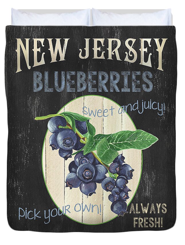 Blueberries Duvet Cover featuring the painting Fresh Berries 1 by Debbie DeWitt