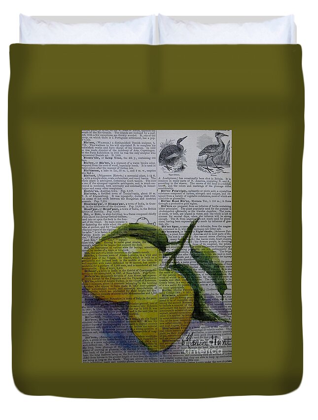 Lemons Duvet Cover featuring the painting Freshest Lemons by Maria Hunt
